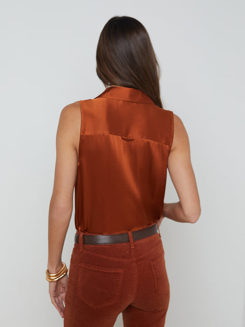 Emmy Sleeveless Silk Blouse blouse L'AGENCE   