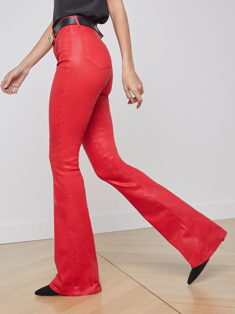L'AGENCE Marty Coated Jean in Tango Red Coated