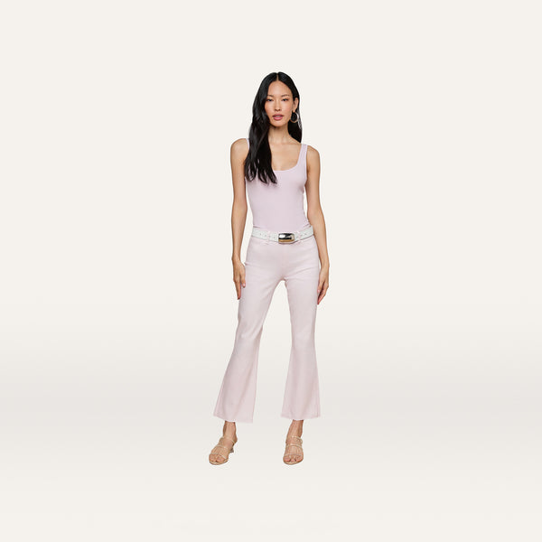 Kendra Coated Cropped Flare Jean in Icy Lilac Coated | L'AGENCE