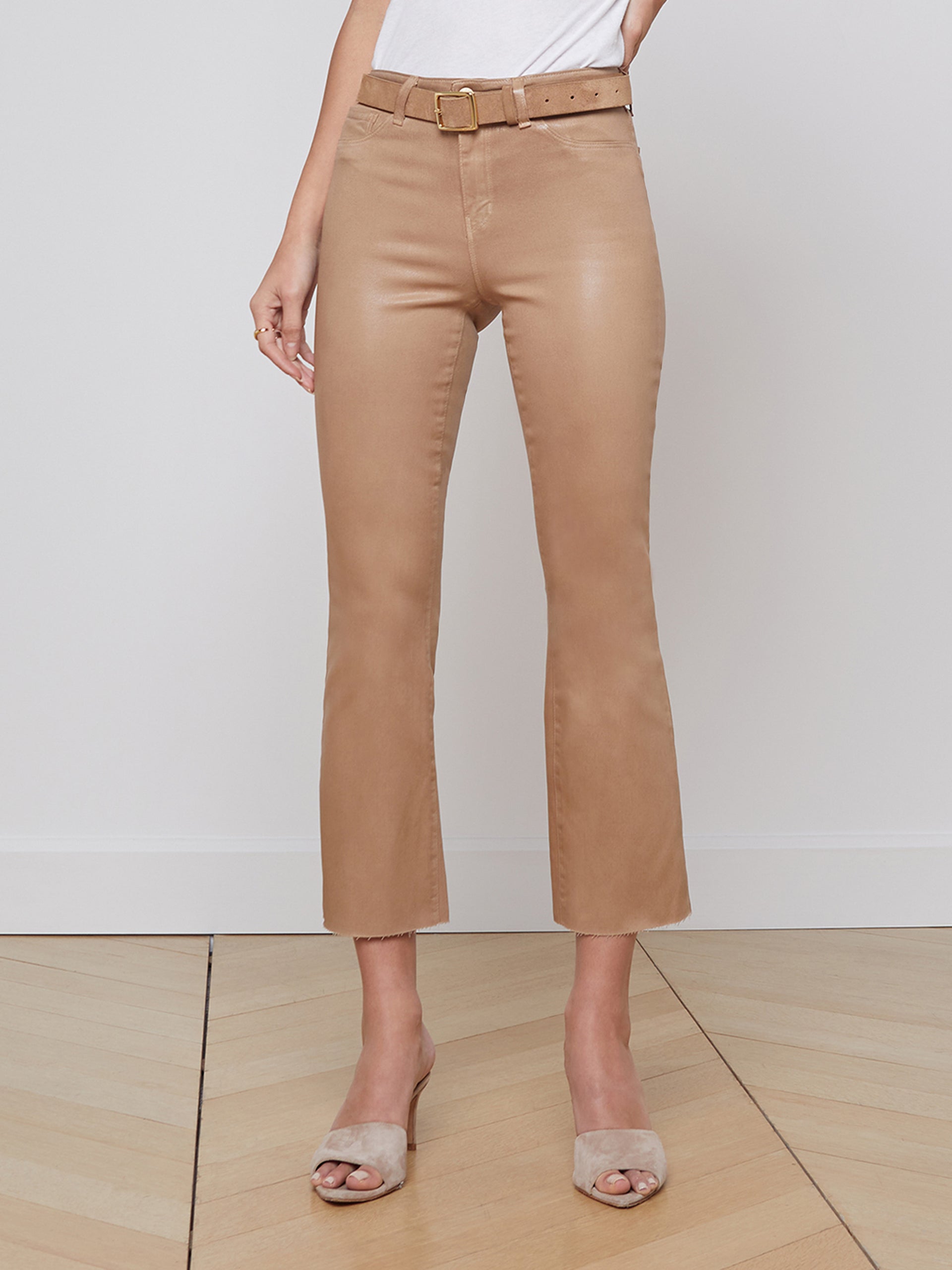 Kendra Coated Cropped Flare Jean jean L'AGENCE   