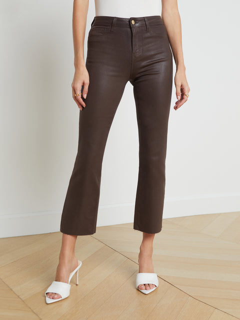 L'AGENCE Kendra Coated Flared Crop Jean In Java Coated