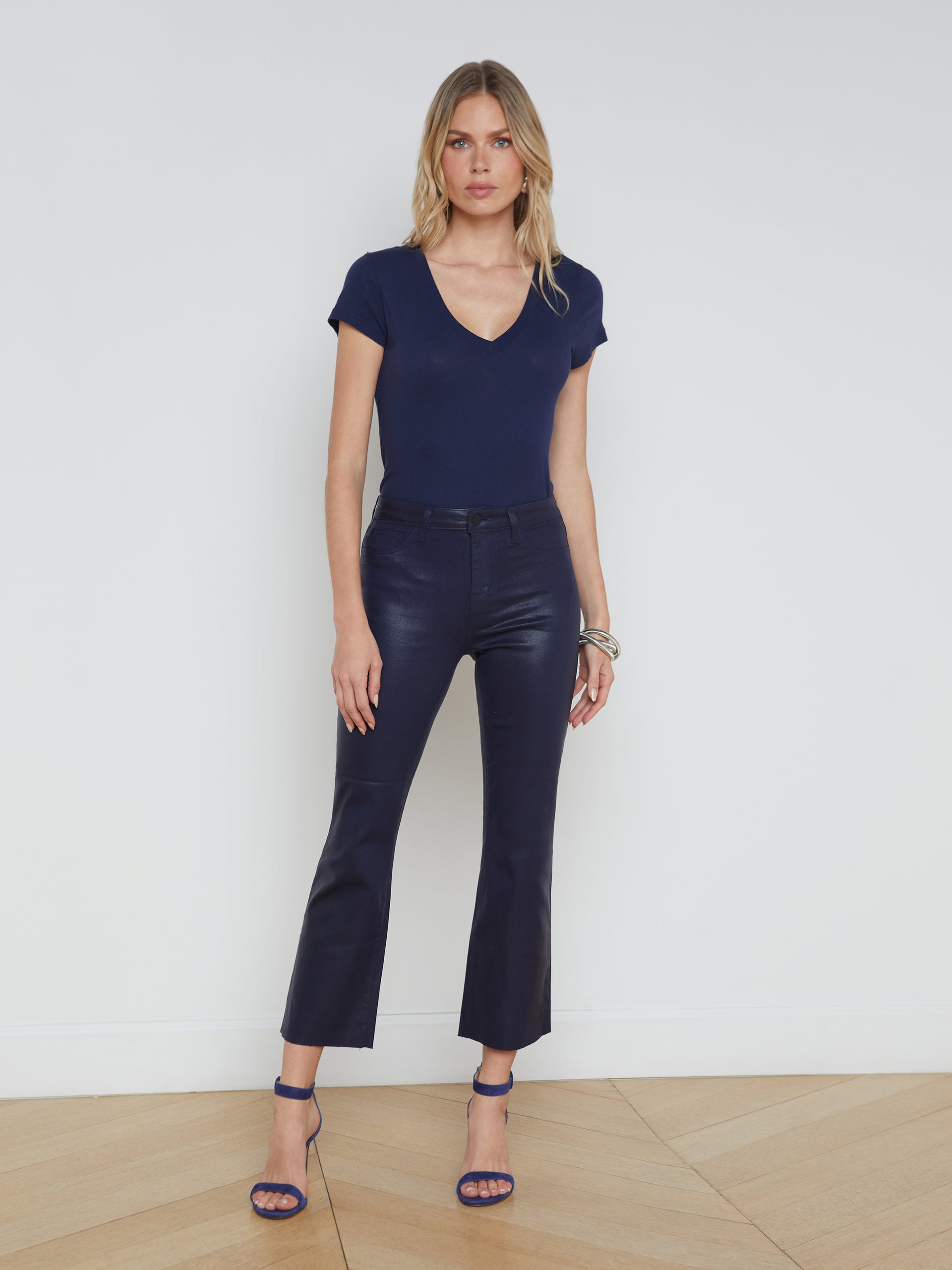 Kendra Coated Cropped Flare Jean jean L'AGENCE   