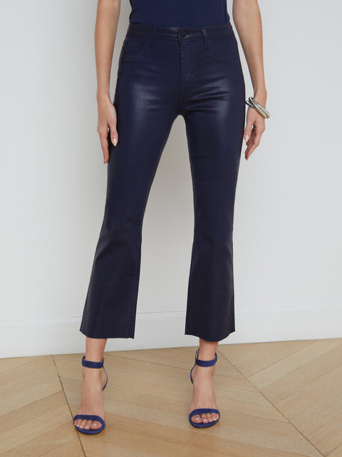 Kendra Coated Cropped Flare Jean