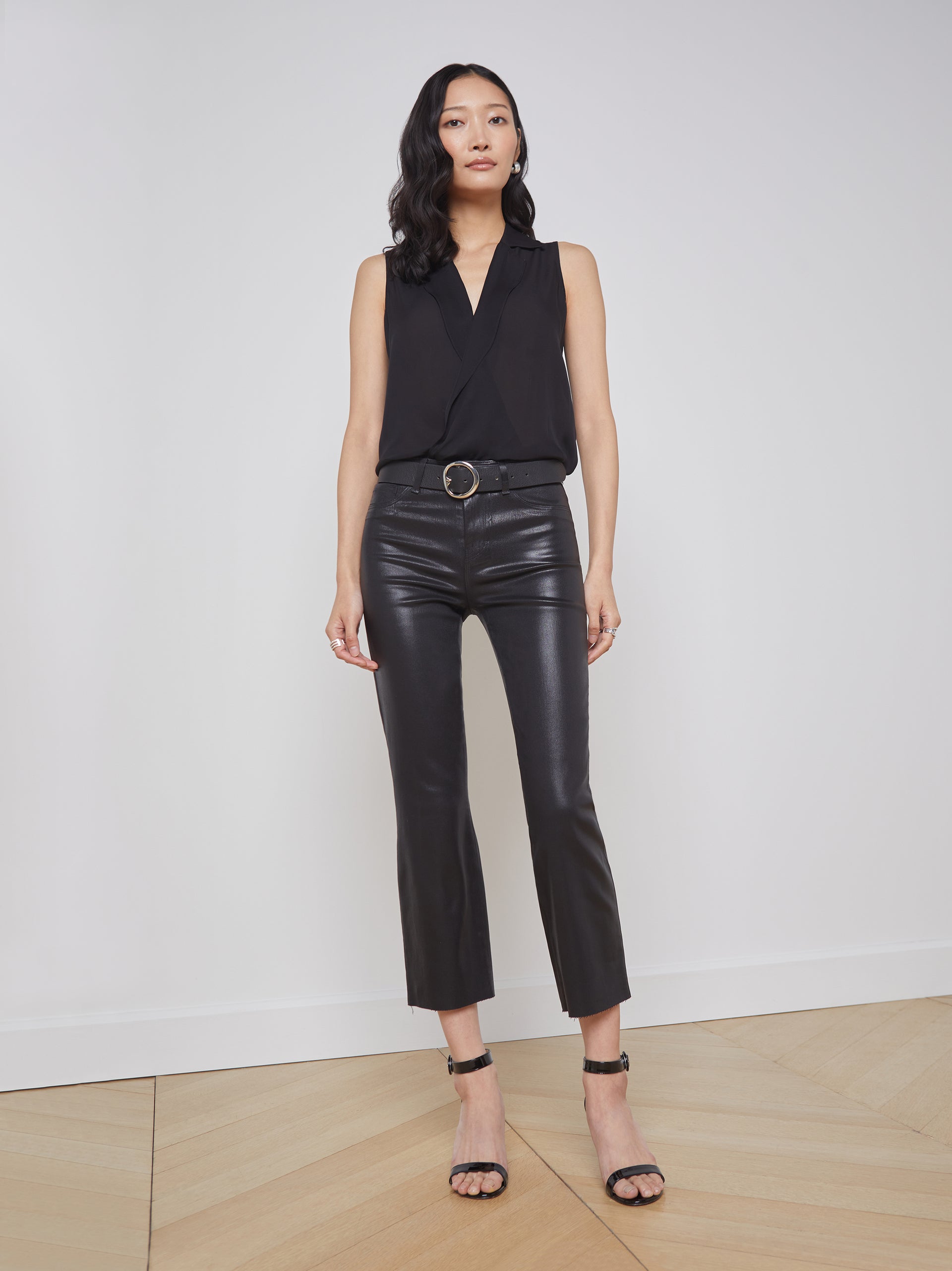 Kendra Coated Cropped Flare Jean jean L'AGENCE   