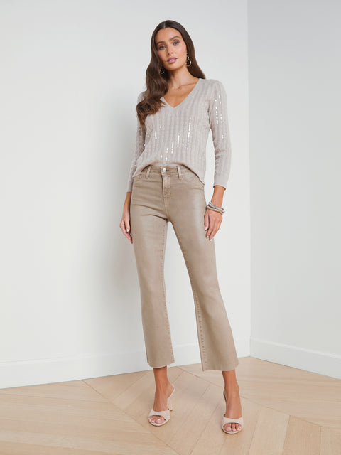 L'AGENCE Kendra High-Rise Cropped Flare Jean In Vintage White