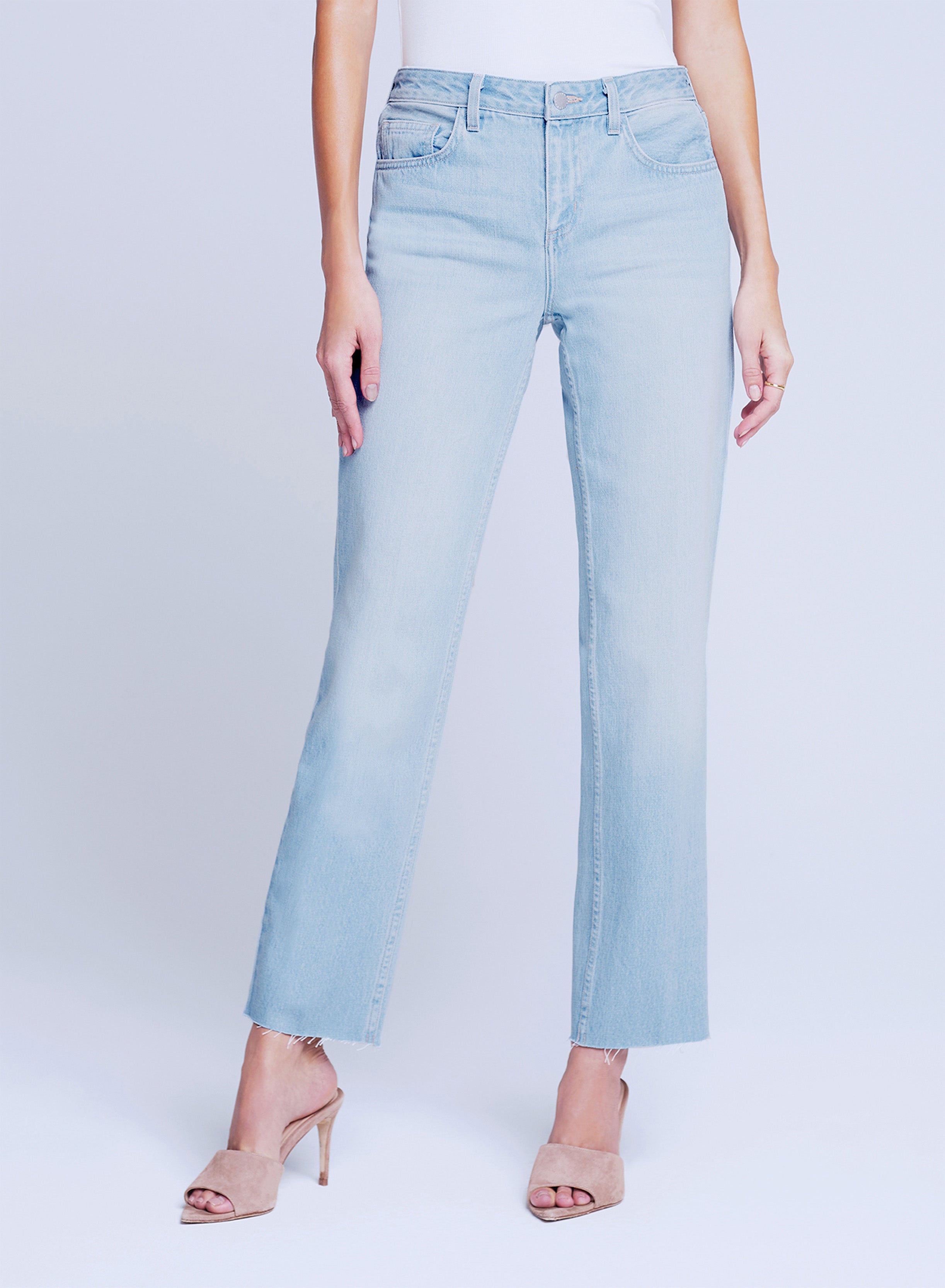 Le sylvie high waist on sale raw hem straight leg jeans