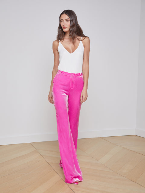 Zara Rib Texture Pink Pull On Pants Size L