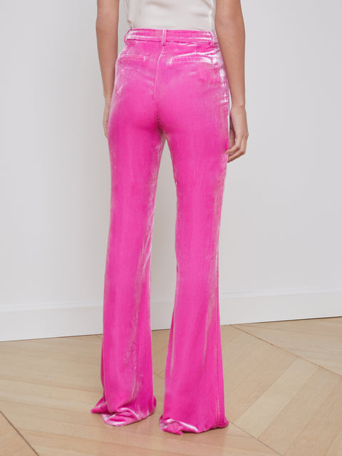 L'AGENCE Lane Velvet Trouser in Hot Pink