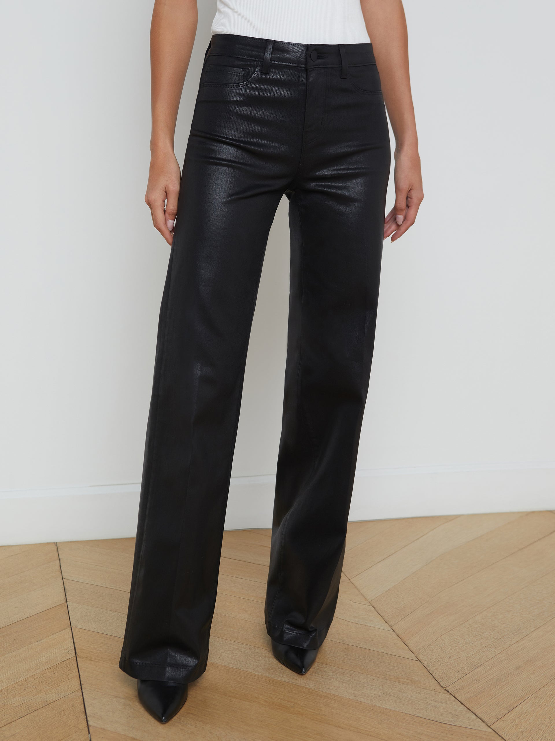 Clayton Coated Wide-Leg Jean jean L'AGENCE   