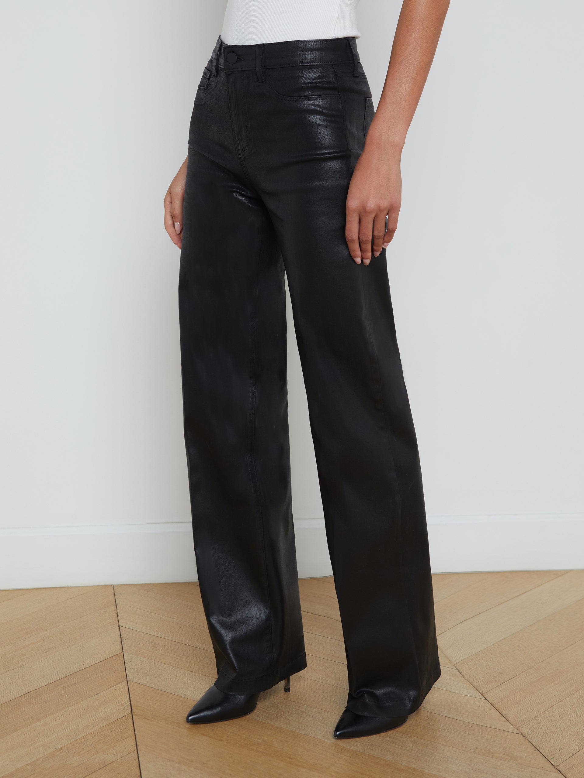 Clayton Coated Wide-Leg Jean jean L'AGENCE   