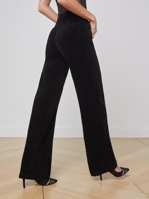 Nour Tall Mid Rise Wide Leg Trousers in Black