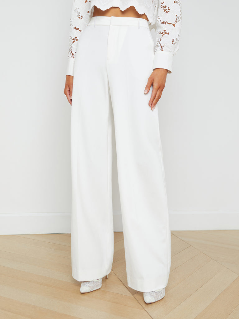Solid Liva Rayon Off White Trouser