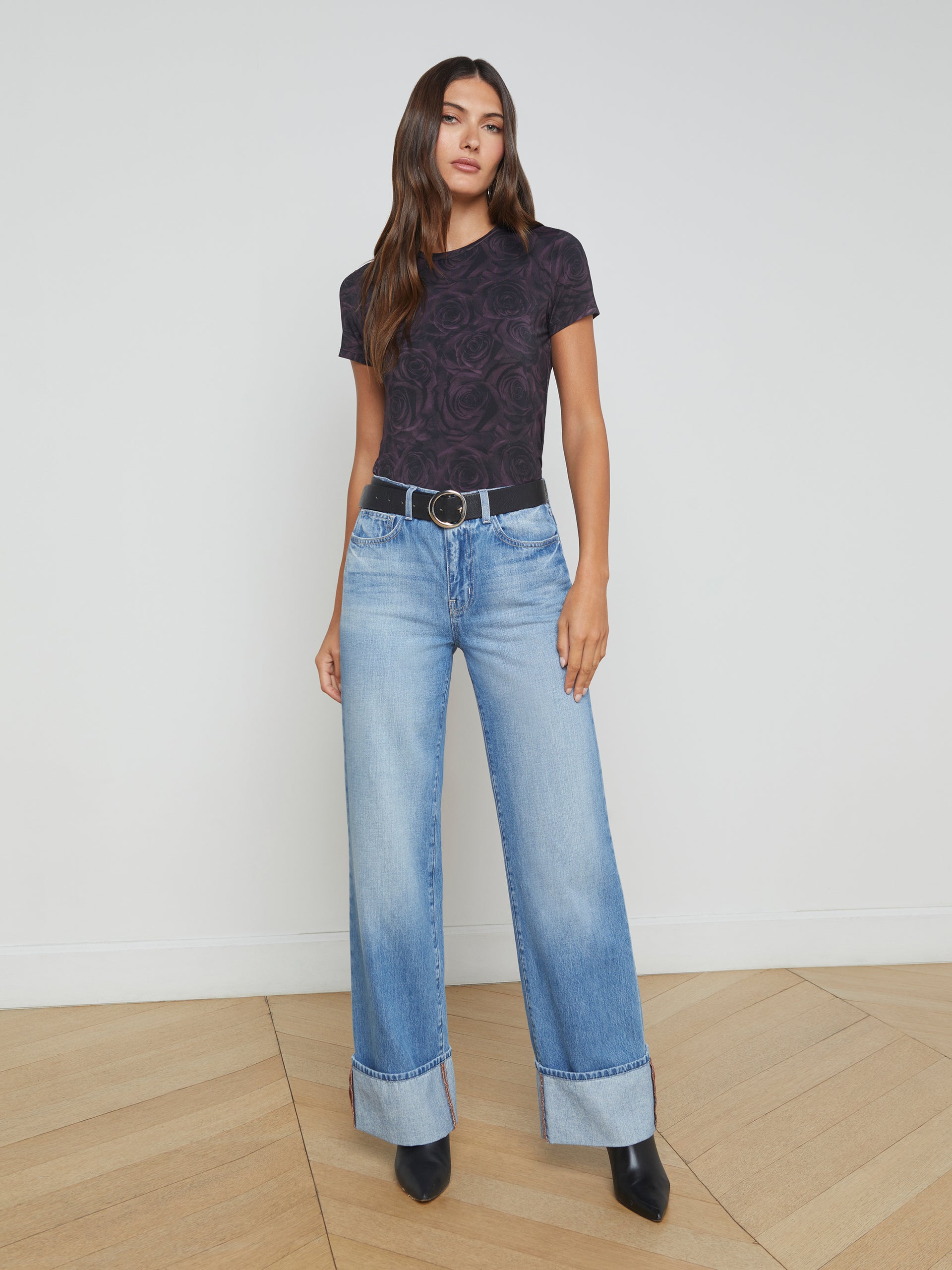 Miley Cuffed Wide-Leg Jean jean L'AGENCE   