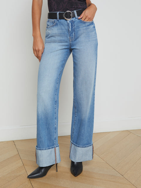 Miley Cuffed Wide-Leg Jean jean L'AGENCE   