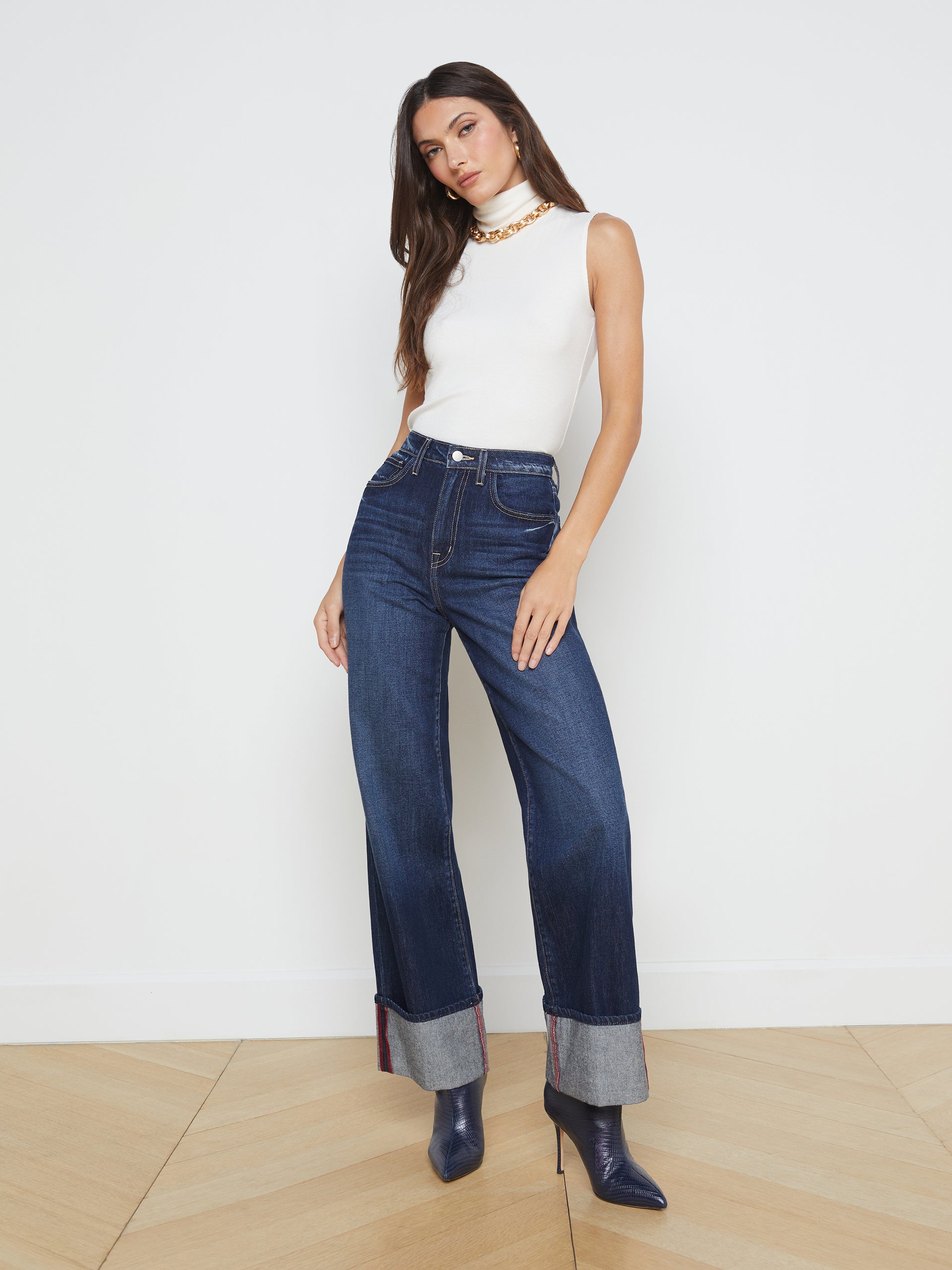 Miley Cuffed Wide-Leg Jean jean L'AGENCE   