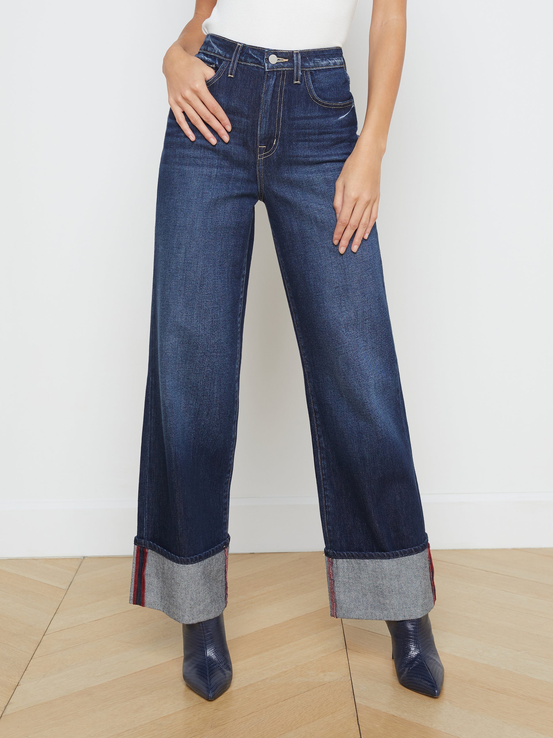 Miley Cuffed Wide-Leg Jean jean L'AGENCE   