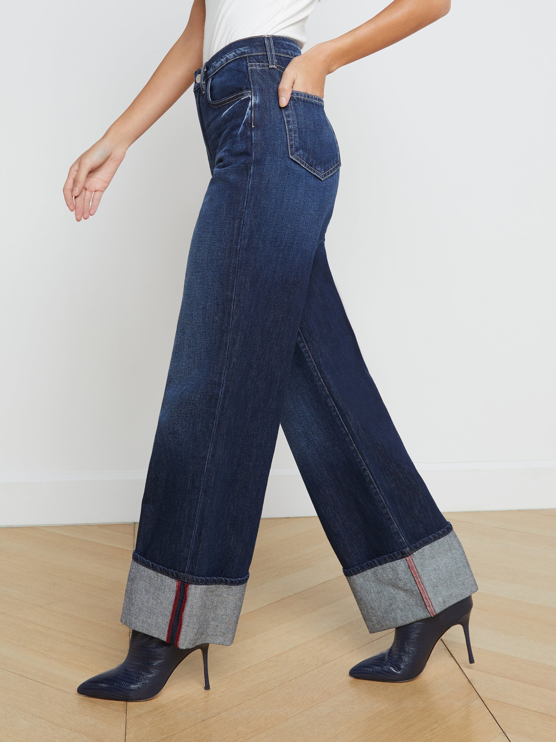 Miley Cuffed Wide-Leg Jean jean L'AGENCE   