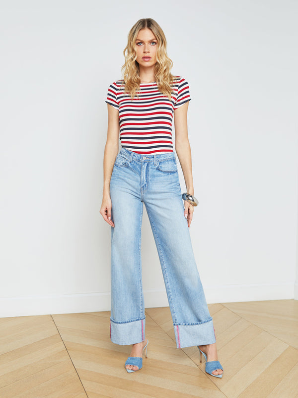 Miley Cuffed Wide-Leg Jean jean L'AGENCE   