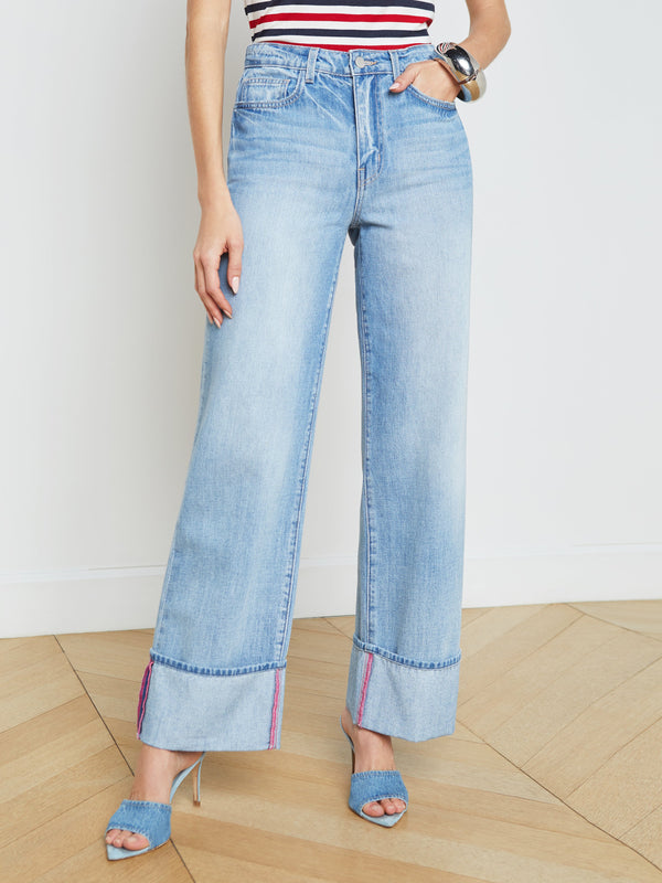 Miley Cuffed Wide-Leg Jean jean L'AGENCE   