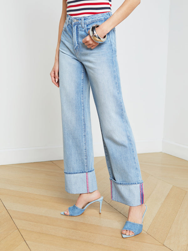 Miley Cuffed Wide-Leg Jean jean L'AGENCE   