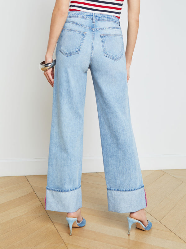 Miley Cuffed Wide-Leg Jean jean L'AGENCE   