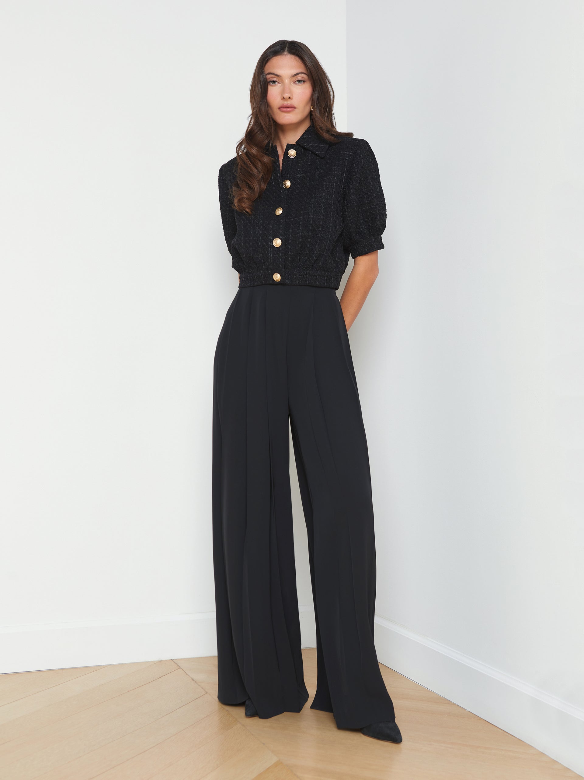 Nova Pleated Wide-Leg Pant pant L'AGENCE   