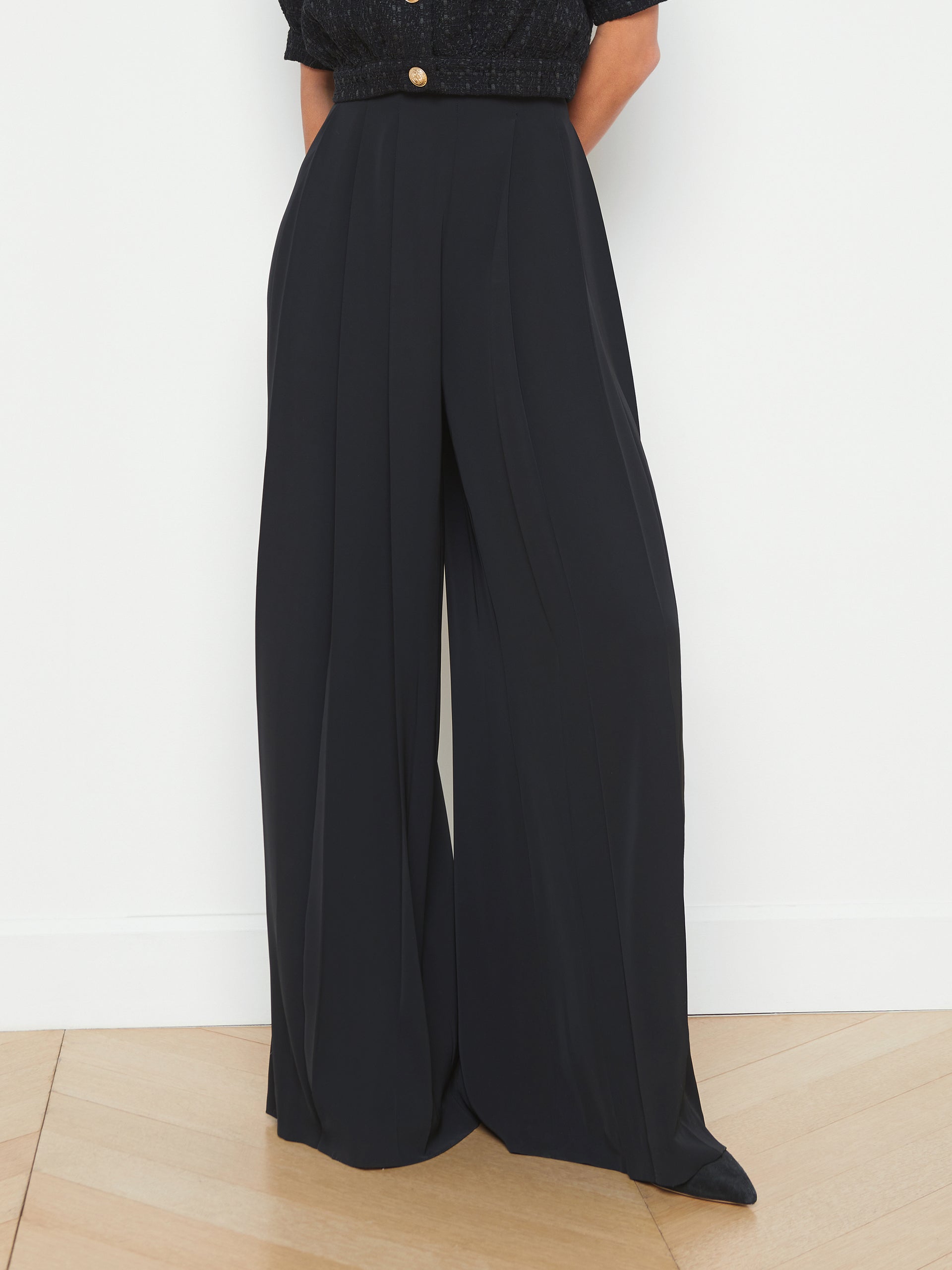 Nova Pleated Wide-Leg Pant pant L'AGENCE   