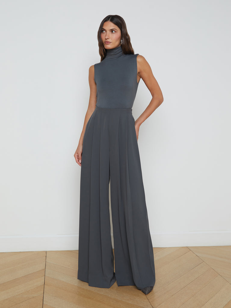 Nova Pleated Wide-Leg Pant pant L'AGENCE Sale