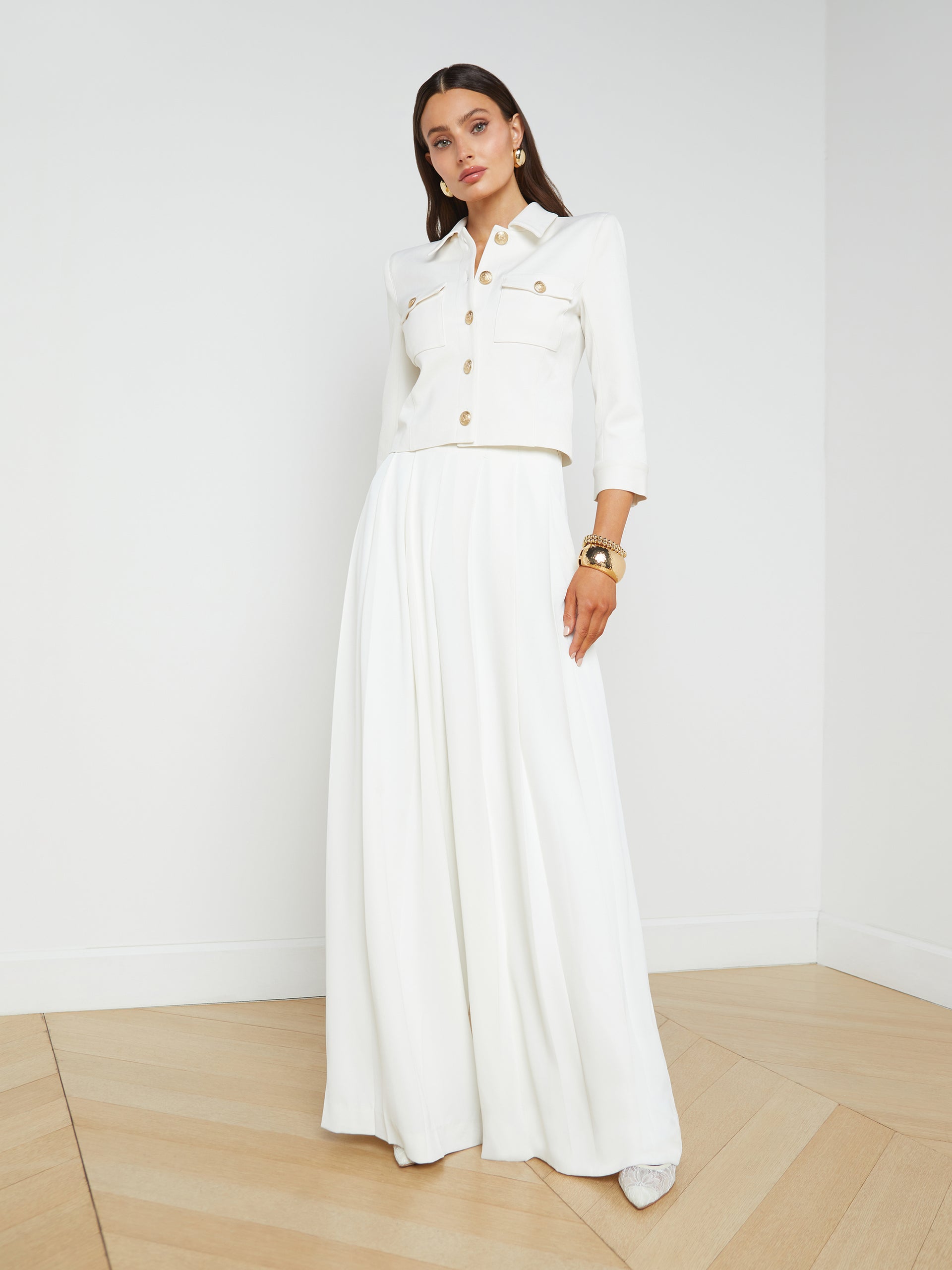 Nova Pleated Wide-Leg Pant pant L'AGENCE   