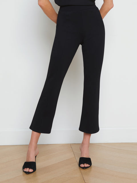 L'AGENCE Kendra Coated Flared Crop Jean In Noir Coated