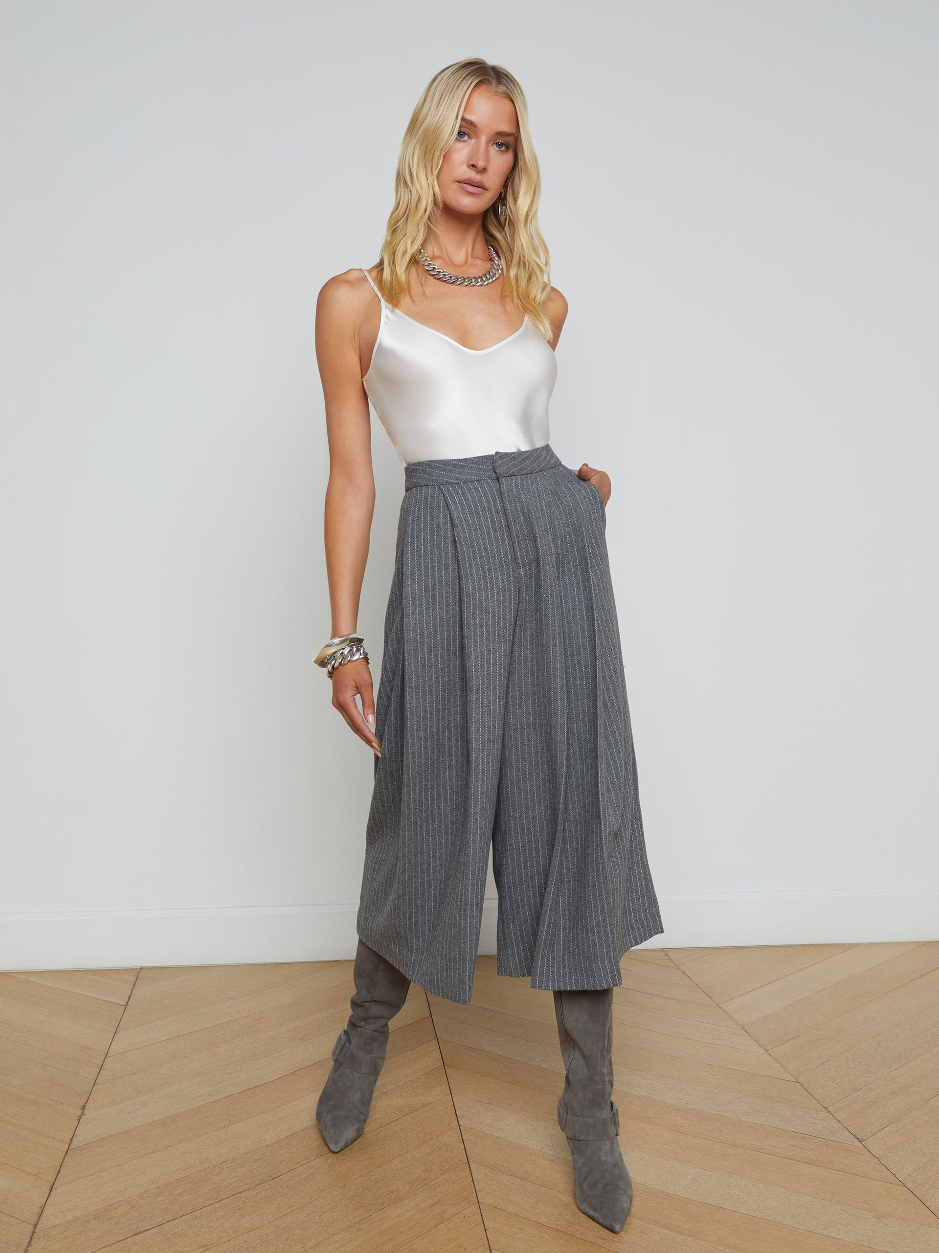 Mahalia Pinstriped Culotte pant L'AGENCE Sale