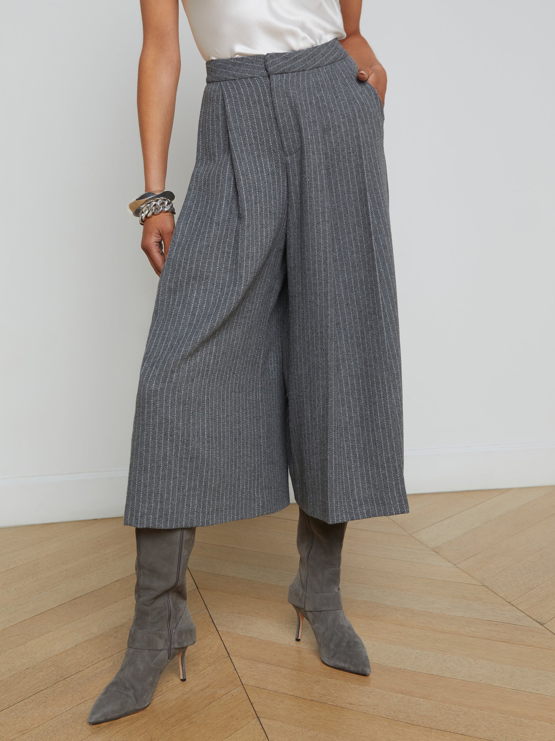 Mahalia Pinstriped Culotte pant L'AGENCE Sale