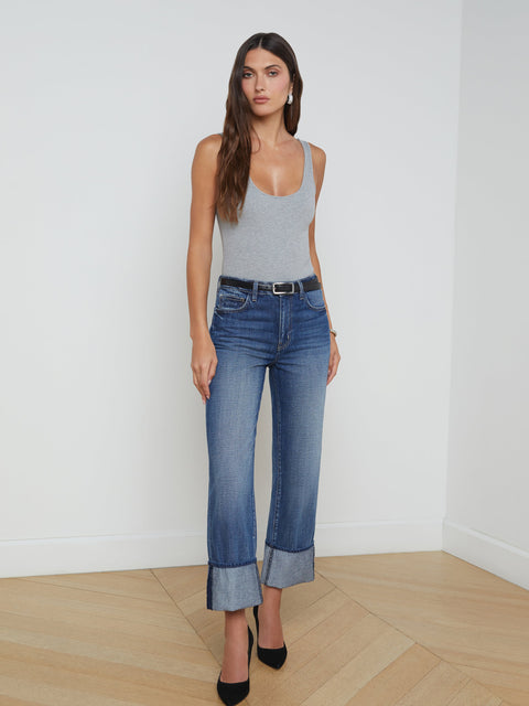 Leighton Cropped Cuffed Jean jean L'AGENCE Sale