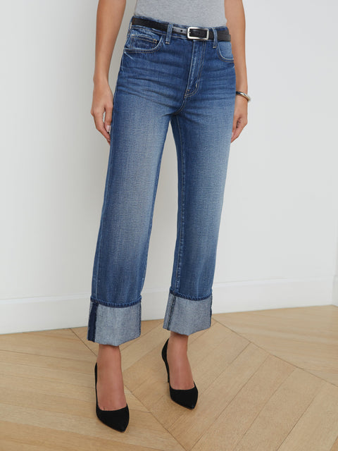 Leighton Cropped Cuffed Jean jean L'AGENCE Sale
