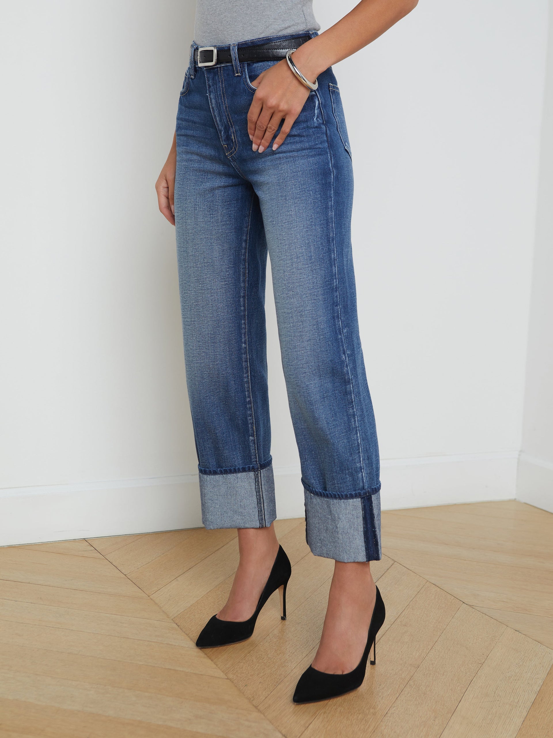 Leighton Cropped Cuffed Jean jean L'AGENCE Sale