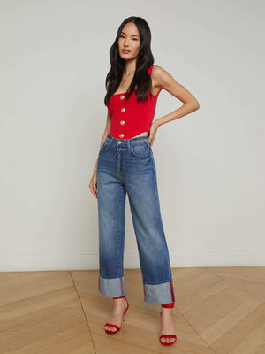 Leighton Cropped Cuffed Jean jean L'AGENCE