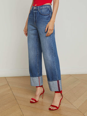 Leighton Cropped Cuffed Jean jean L'AGENCE