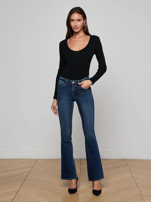 Jean bootcut à taille basse Cara