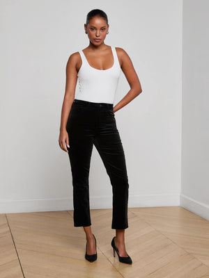 Celestia Velvet Slim-Leg Jean
