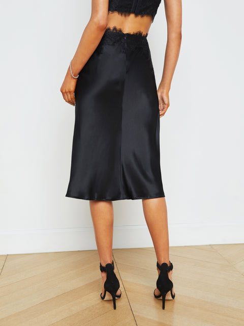 Loyal Lace-Trim Silk Skirt skirt L'AGENCE   