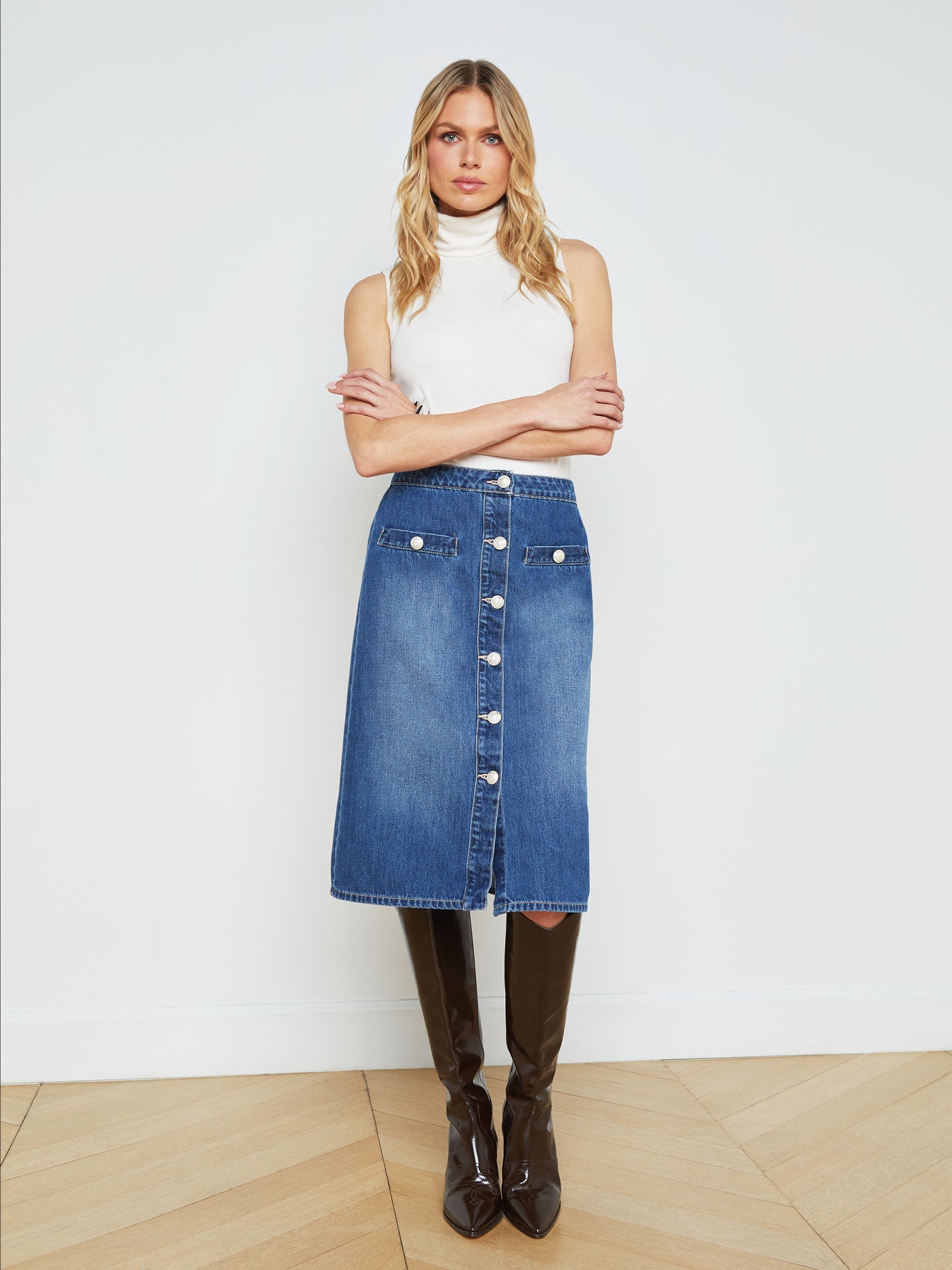 Lagence Landry Denim Skirt In Verdugo