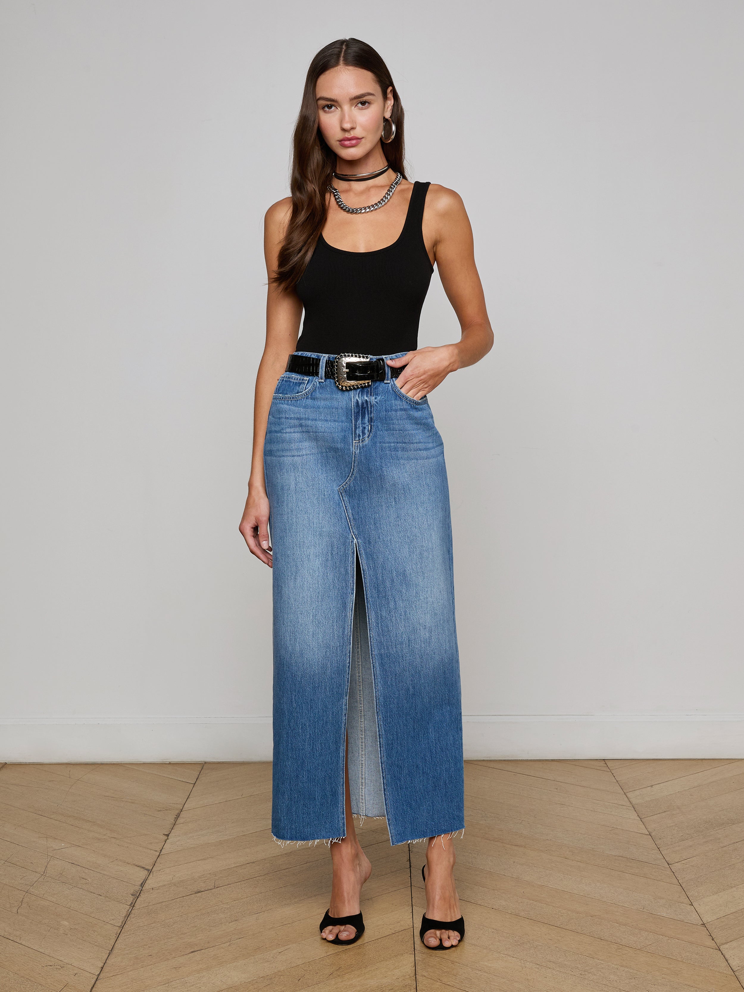 Rysa Denim Maxi Skirt