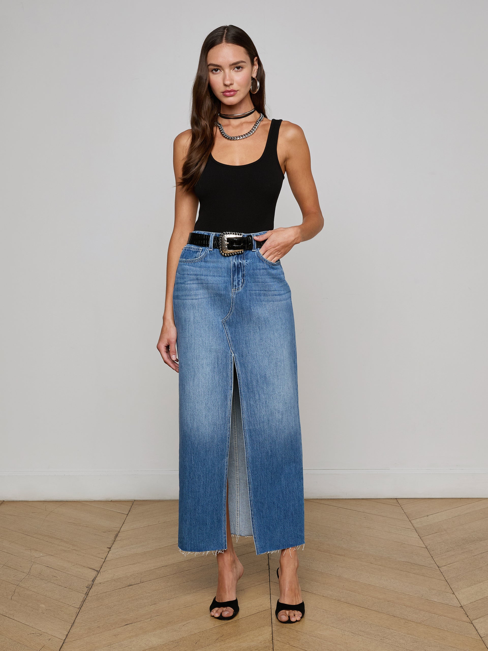 Rysa Denim Maxi Skirt