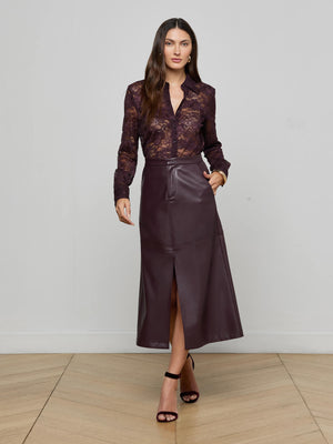 Jupe midi en cuir végétalien Robyn Vegan