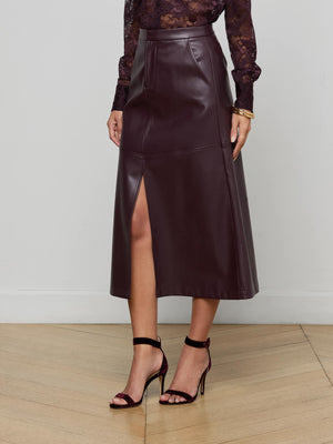 Jupe midi en cuir végétalien Robyn Vegan