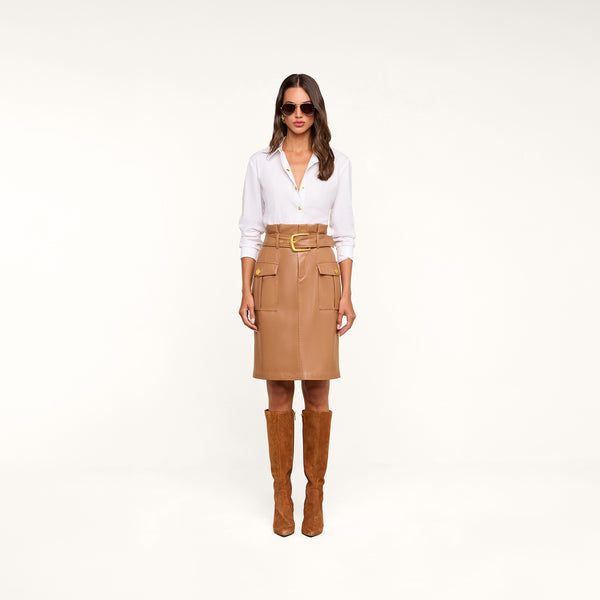 Kaelis Vegan Leather Skirt in Soft Cognac | L'AGENCE