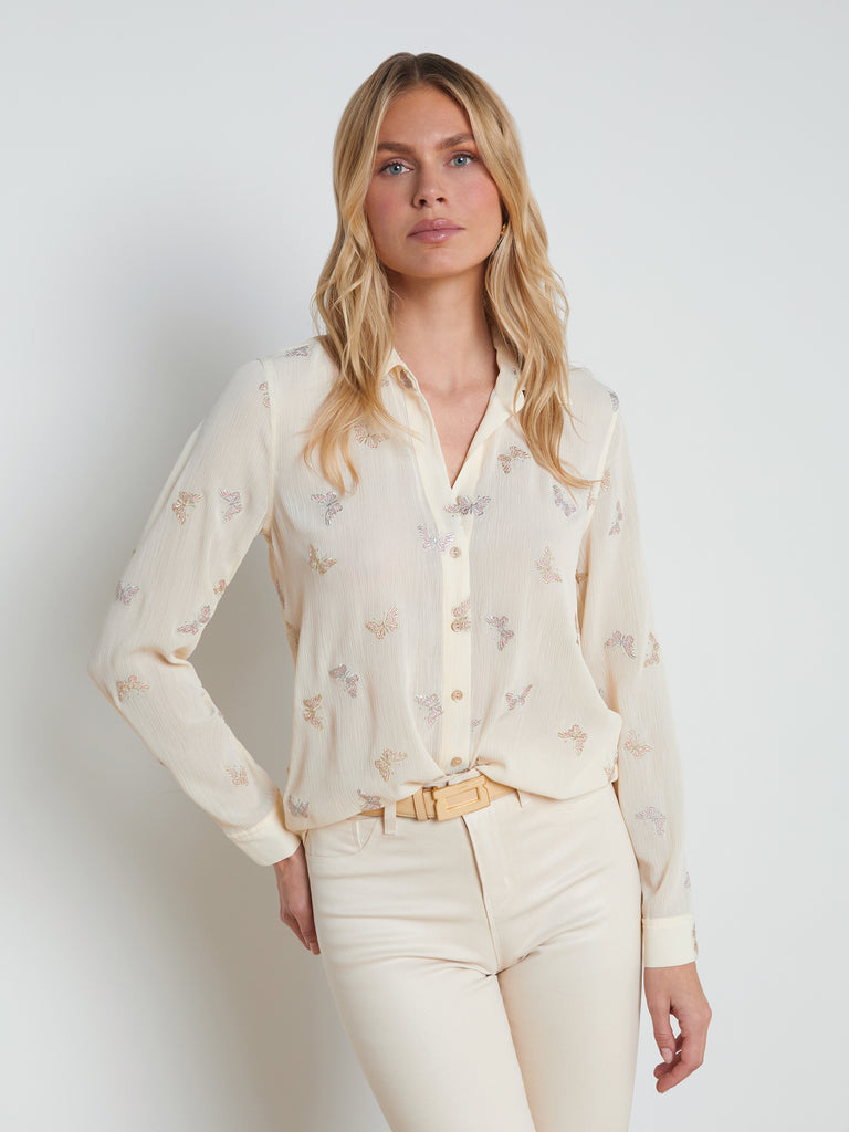 Laurent Embroidered Blouse blouse L'AGENCE Sale   