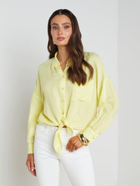 Talitha Linen-Blend Blouse blouse L'AGENCE Sale   