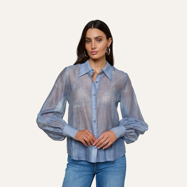Jayleen Blouse in Pale Harbor Blue | L'AGENCE