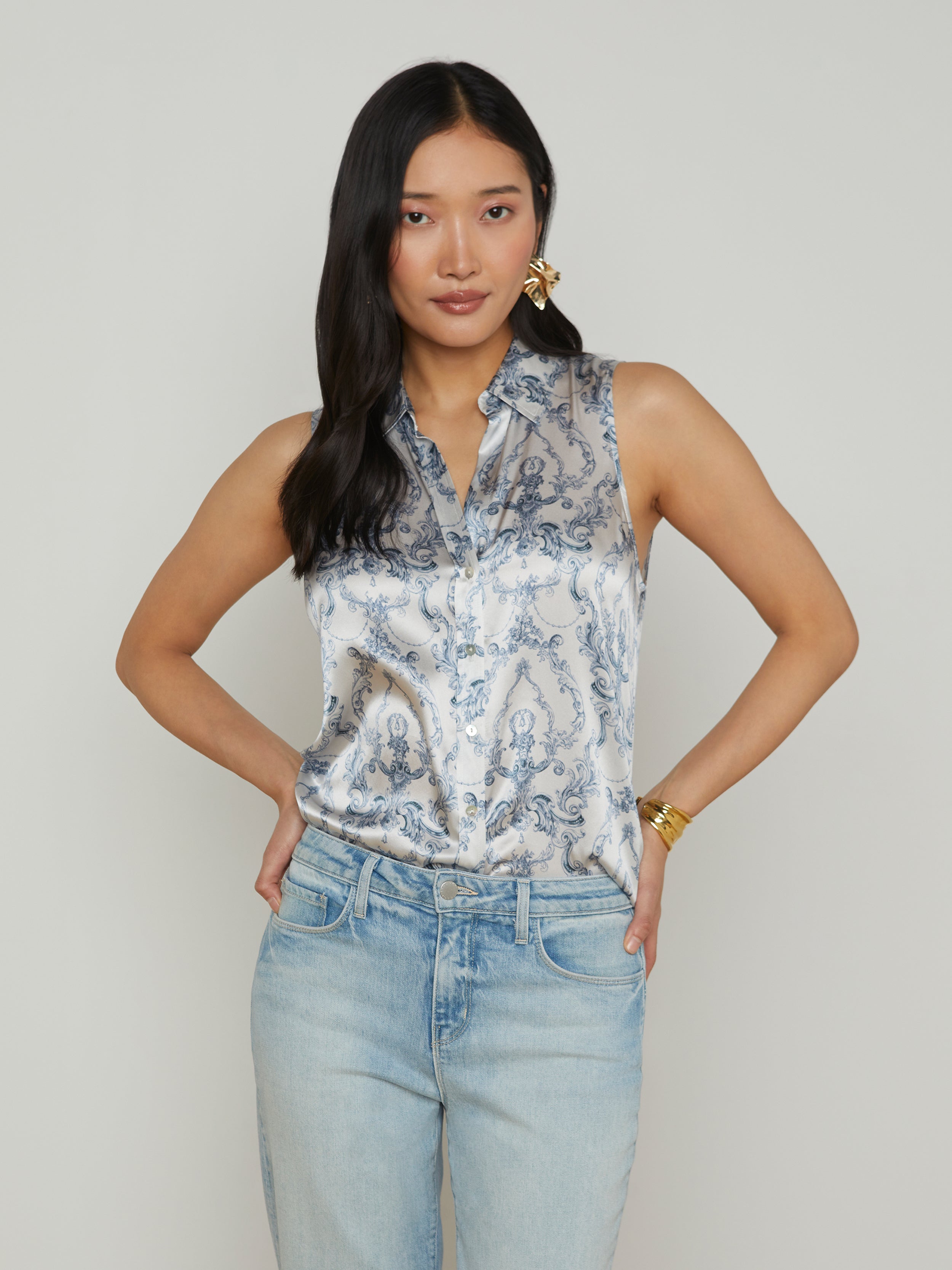 Emmy Sleeveless Silk Blouse blouse L'AGENCE